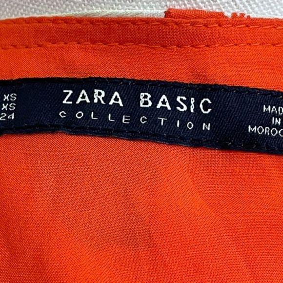 Zara Flowing Floral Print Crossover Dress XS Ruffle V-Neck Tunic Mini Orange NWT - Picture 14 of 15